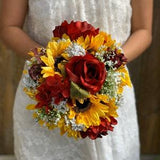 Burgundy and sunflowers bride bouquet Fall wedding Burgundy and sunflowers wedding Sunflowers wedding Sunflower bouquet