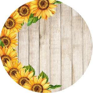 Round Sunflower Retro Wood Photography Backdrop,Birthday Party Decor Baby shower Circle Background Photo Booth Studio props,Custom backdrop