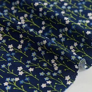 Floral, Plants pattern, Cucumber Herb Flower printed Cotton Fabric by the yard, 110cm wide, Cotton material, Sewing, DTP, DYI, Korea, Free