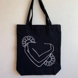 Sunflower Self Hug Tote Bag | Graphic Tote Bag | Canvas Tote Bag | Positive Saying Tote Bag