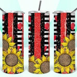 Sunflower and Hearts  - 20oz  Stainless Steel Tumbler, Gift, Skinny Tumbler, Drinkware, Travel Mug, Iced Coffee Tumbler