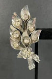 Vintage Cala Lily Flower Bouquet Silver Tone Metal Brooch Lapel Pin