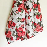 Roses linen 3 towels. Rectangle kitchen towel. Tea towel. Red-orange shaded roses print on one side linen (flax) towel with hanging loop