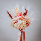 Preserved flowers bouquet/Peach Dusty pink White bouquet/ Dried bouquet/ Rustic Wedding/Flower Arrangement/Bridesmaids bouquet/bridal flower