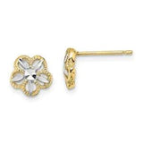 10K Yellow Gold Flower Stud Earrings
