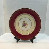 Aynsley China "Hatfield" Dinner Plate with Maroon and 22kt Gold Trim