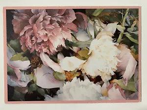 Vintage Greeting Card Watercolor Flowers Peony Floral Art Card Blank