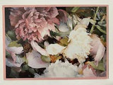 Vintage Greeting Card Watercolor Flowers Peony Floral Art Card Blank
