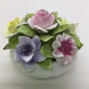 Coalport 6 Flowers Bowl Rose Carnation Multi Bone China 12cm x 8cm Ornament