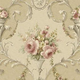 Vintage Victorian Rose Bouquet Wallpaper ¡§C Antique Shabby Chic, Country Cottage Floral, Acanthus Wedding Scroll - 12