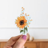 Sunflower Floral Sticker- Glossy Vinyl Die Cut Sticker- Yellow Laptop Decal- Hydro Flask Sticker- Computer Sticker-