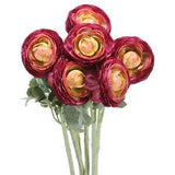 Artificial Ranunculus Flowers, 6 Stems Faux Permanent Flower Floral, Purple