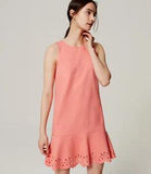 "LOFT" PEONY FLORAL LASER CUT CAREER CASUAL FLOUNCE DRESS SZE: 4 NWT