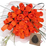 All Orange Wooden Rose Bouquet The Original Wooden Rose Bouquets for all Occasions 1, 2, or 3 Dozen Bouquets