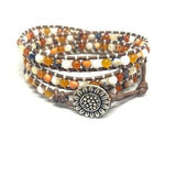 Men??s or women??s orange, grey and white bracelet, quartzite bracelet, shell bracelet, sunflower bracelet