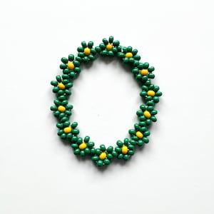 CHUNKY FLOWER BRACELET - Forest Green