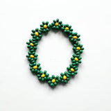CHUNKY FLOWER BRACELET - Forest Green