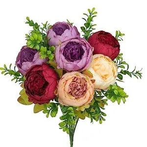 Vintage Artificial Peonies Silk Peony Flowers Bouquet Plastic Mix 4 Colors