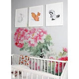 Wall Mural Chinese Ink Traditional Peony Flowers Watercolor Floral Nursery