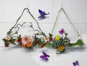 Artificial Flowers Succulents Hydrangea Wall Hanging With Butterfly Home (#121B)