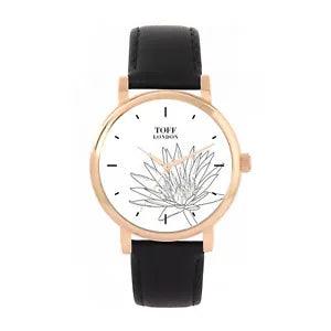 Toff London TLWS-17635 Ladies Grey Water Lilies Flower Watch