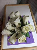 Beautiful Artificial Silk  White Roses in a  Fish  Bowl Vase with Faux Water