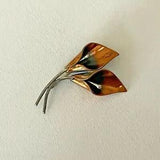 Vintage Stewart Nye Sterling Silver & Copper Small Lily Spray Pin Brooch