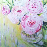 Rose Garden Painting Original Artwork Abstract Roses Bouquet Art Floral Garden Art 14 by 12 Ukrainian Painting Impasto by BeeTArtistGallery