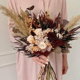 Burgundy Ivory Bouquet,Fall Bridesmaid, Burnt Orange, Chocolate Bouquet, Wine bridal bouquet, Dried flower wedding, Boho Wedding Bouquet