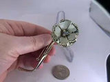 Flower Carnation Enameled AB Rhinestones 1950s Large Vintage Metal Brooch D-9812