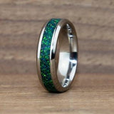 Emerald Green Opal Tungsten Ring | Opal Wedding Band | Custom Opal Jewelry | Opal Ring For Her | Promise Ring | Anniversary Gift | Comfort