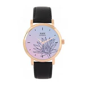 Toff London TLWS-17614 Ladies Blue Water Lilies Flower Watch