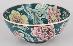 Decorative Teal & Pink Floral Peony 7.5" Ceramic Bowl by JC Penney Traditions