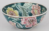Decorative Teal & Pink Floral Peony 7.5" Ceramic Bowl by JC Penney Traditions