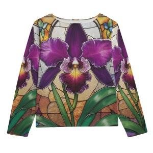 Cattleya Orchid Print Unisex Boat Neckline Sweatshirt With Chest Pocket | 100% Cotton