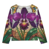 Cattleya Orchid Print Unisex Boat Neckline Sweatshirt With Chest Pocket | 100% Cotton