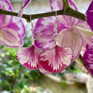 Orchid Earring, Orchid Jewelry, Red Rose Monet Orchid, Purple Orchid, Resin Flower Earring, Floral Dangle Earring, Flower Gardener Gift