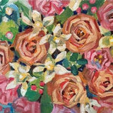Wedding bouquet Original oil painting orange rose art 8 by 11" Floral oil painting bouquet painting orchid painting