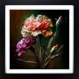 Carnation Flower Palette Knife Framed Wall Art Poster Print Picture Large