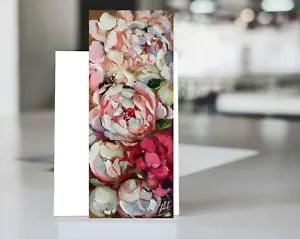 Miniature oil painting with peonies on canvas. Boho style decor.