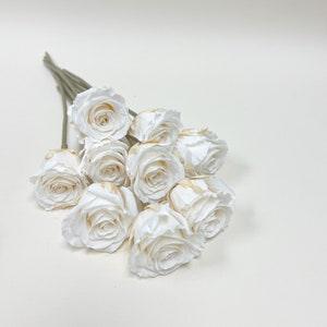 Preserved Flower Kanon M Rose with stem 12pcs - Pure White