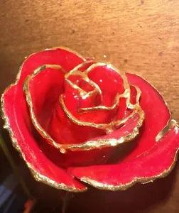 Rose Dipped Flower 11" Stem 24K Gold Valentines Day Gift Needs Repair