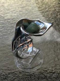 Vintage Sterling Silver 950 Mexico Mateo Taxco Calla Lily Jadeite Ring  15.9g