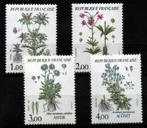 France 1983 Sc# 1870-1873 Mint MNH bloom plant flower thistle lily aster aconite