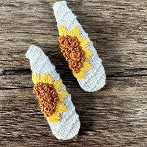 Hand Embroidered Sunflower Hair Clip, Hair Accessory for Girls, Baby girl Hair Clip, Women Hair Accessory, Gift for her