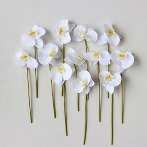 12stems Artificial Butterfly Orchid Flower stem White Real Touch Faux Flower Silk Flower DIY Bouquet Flower Floral Design Arrangement