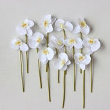 12stems Artificial Butterfly Orchid Flower stem White Real Touch Faux Flower Silk Flower DIY Bouquet Flower Floral Design Arrangement