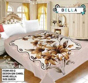 FLOWERS LILIS CAMEL COLOR BELLA PLUSH BLANKET SOFTY AND WARM QUEEN SIZE