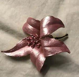 Vintage Large Enamel & Rhinestone Floral LILY Brooch Pin ~ 3???x2.5??? ~ Unsigned