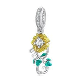 Sunflower Pendant Charm, Charm for Bracelet, 925 Sterling Silver Charm Fit Pandora Bracelets, Gift for Her